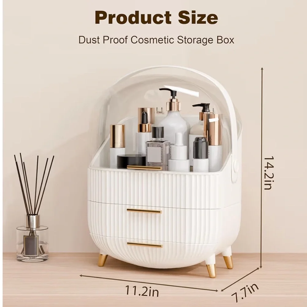 Makeup Vanity Organizer Luxury White with Gold accent